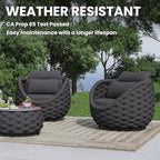 4 PCS Front Porch Accent Chair: Aluminum Woven Rope Armchair Assembled - Cushioned Patio Single Chair w/Arms Modern - All Weather Balcony Furniture for 400lbs Outdoor Yard Deck Hotel, Dark Gray