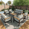 LayinSun 7 Piece Aluminum Outdoor Furniture Set with Coffee Table, Outside Patio Deep Seating Conversation Set with Upgraded Washable Thick Cushion