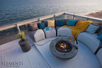 Elementi | Bundle Lunar Gas Fire Pit Cast Concrete 42" Round Fire Table, Outdoor Fire Pit Electronic Ignition | Canvas Cover, Lava Rock Included | Light Gray (Propane Gas)
