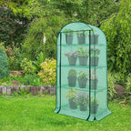 EAGLE PEAK 4-Tier Mini Greenhouse Portable Green House with Shelves & Weather-Resistant PE Cover, Small Greenhouse for Seedlings & Gardening Gifts, 32x18x63 in, Clear/Green