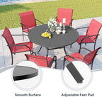 VICLLAX Round Patio Dining Table, 4-6 Person Metal Outdoor Dining Table with Umbrella Hole for Garden Lawn Deck, 47.2" Dark Grey