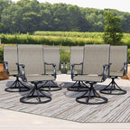 Outdoor Patio Swivel Dining Chairs Set of 6, All-Weather Swivel Rocker Chairs with Textilene High Back and Rust-Proof Metal Frame, Perfect for Patio, Lawn, Garden, or Backyard, Dark Brown