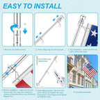 6 FT Metal Flag Pole Kit for Outside House w/ 2-Position Holder Bracket & 360° Rotating Flagpole Rings, 1" Stainless Steel Spinning Outdoor Porch Wall Mounted Flag Poles for 3x5 4x6 Flag(6 FT, Silver)