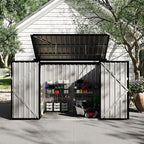 2 Trash Cans Metal Outdoor Storage, 3x6 FT Garbage Bin Storage Shed with Chain Lid, Garbage Can Metal Sheds for Garden, Backyard, Lawn and Patio