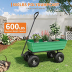 All-Terrain Garden Dump Cart with Removable Bed | 600Lb Heavy Duty Utility Wagon for Yard Work | 180° Pivoting Handle for Easy Control | Hauls Soil, Plants, Tools with Ease