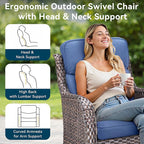 Luxury High Back Outdoor Furniture with 6-Inch Thick Cushions, Patio Furniture Set with Swivel Chairs, 5 PCS Wicker Conversation Set for Porch, Balcony, Deck and Yard