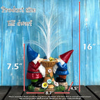 Gnome Statue Solar Garden Decor with LED Lights, Resin Gnomes Figurine and Colour Changing Optical Fiber Solar Light,Outdoor Decorations for Balcony, Patio, Yard, Lawn, Gifts for Women