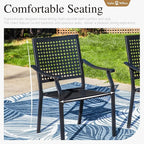 Sophia & William Patio Table and Chairs Set, Outdoor Dining Set for 4, 5 Piece Metal Patio Furniture, 37" Square Table with Wood-Like Tabletop(Beehive)