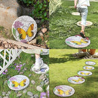 Garden Décor Stepping Stones Outdoor - Resin Butterfly Decorative Stone Bright Color Memories Pavers Outdoor for Garden Yard 9.5 * 9.5 * 0.5 Inch LC Lcdecohome