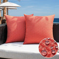 Kevin Textile Outdoor Waterproof Throw Pillow Covers Pack of 2 Farmhouse Decorative Cushion Covers for Garden Patio Tent Balcony Bench Couch Sofa 20x20 Inch, Red
