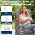Luxury High Back Outdoor Furniture 6-Inch Thick Cushions with 50,000 BTU Gas Propane Fire Pit Tablet, Patio Furniture Set with Swivel Chairs, 6 PCS for Porch, Balcony, Deck and Yard