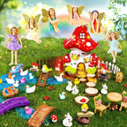 56 Pcs Fairy House Garden Kit Miniatures Fairy Garden Accessories Mini Resin Figurines Animals Decor Mushroom House Outdoor Ornaments for DIY Micro Landscape Ornament