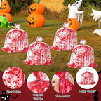 CNhoqc Halloween Lawn Leaf Bags - 4Pcs Halloween Party Bloody Large Trash Garbage Liners Refuse Strong Lawn Yard Waste Trash Bags Ply Heavy Duty Twist Ties Tear Resistant Self Standing Garden Outdoor