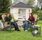 nalone Folding Adirondack Chair with Cushion with Cup Holder, HDPE Plastic Oversized Patio Chair Weather Resistant, Used in Outdoor, Fire Pit, Deck, Garden, Campfire Chairs (Green)