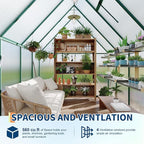 6X7 ft Polycarbonate Greenhouse with Aluminum Frame, Polycarbonate Greenhouse for Outdoors, Greenhouses with Ventilation, Aluminum Large Walk-in Greenhouses for Outside