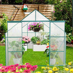 Favfurish 8×10 FT Greenhouses for Outdoors,Polycarbonate Greenhouse, Aluminum Heavy Duty Walk-in Garden Plants Green Houses, Raised Base and Double Sliding Door for Outside Backyard, Green