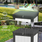 50 Gallon Storage Box, Waterproof Deck Box for Indoor & Outdoor Use, Lockable Pool Storage Bin for Package Delivery, Outdoor Bench for Patio Cushions, Garden Tools, Backyard, Black & White