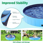Yaheetech Foldable Dog Pool Collapsible Hard Plastic Dog Swimming Pool Portable Pet Pools Doggie Wading Pool Bath Tub for Puppy Small Medium Large Dogs, 63 x 12 Inches Blue