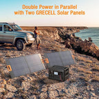 GRECELL Portable Power Station 2400W Solar Generator with 2 * 100W Solar Panel, 1843Wh UPS Backup LiFePO4 Battery Power Supply with 11 Outlets(4 2400W AC Outlets,2 PD100W) for Home CPAP Camping RV