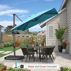PURPLE LEAF 8'×8' Patio Cantilever Umbrella with Base Included Offset Outdoor Umbrella with cover Square umbrella outdoor patios for Backyard Pool Garden Turquoise Blue