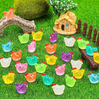 120pcs Luminous Mini Chicken Figurines 8 Colors Glow in The Dark Tiny Small Little Resin Chicken to Hide Miniature Resin Animals for Fairy Garden Party Potted DIY Dollhouse Micro Landscape Home Decor