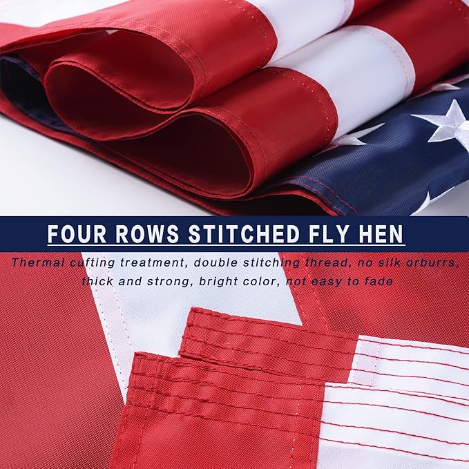 American Flags for Outside 5x8, USA US Flag Heavy Duty Outdoor, Made of 210D Oxford Fabric, Embroidered Stars, Brass Grommets