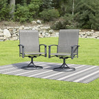 Patio Swivel Chairs Set of 2, Outdoor Swivel Chairs with Armrest, High Back Patio Chair with Metal Frame, All-Weather Outdoor Dining Chair for Deck, Porch and Lawn, Grey