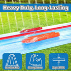 JAMBO 50Ft MEGA XXL Water Slide and 2 Bodyboards, Heavy Duty Slip and Splash with Inflatable Crash Pad, Long Summer Water Toy Sprinkler, Backyard Outdoor Fun n Toys for Kids