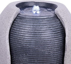 Alpine Corporation - 29" Tall Two Tone Ribbed Jar Floor Fountain with LED Lights – Elegant Indoor/Outdoor Water Feature, Easy Setup with Pump & Plug-in Design (Gray)
