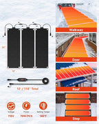 Heated Snow Melting Mat for Stairs, 3 Pack 10" x 30" Heated Outdoor Mats Graphene 2.0 Ice Melting Mat, Connectable Melting Mats for Outdoor Steps, Walkway, Decks