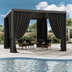 Gazebo Universal Replacement Privacy Curtain,10'×13' Gazebo Outdoor Waterproof Curtains, 4-Panels Sidewall Curtains with Double Zipper for Patio Canopy, Garden and Backyard (Curtain Only)