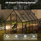6x10 FT Greenhouse for Outdoors, Polycarbonate Greenhouse with Roof Vent, Enhanced Aluminum Large Walk-in Green House for Garden Backyard