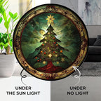 Personalized Magical Christmas Tree Suncatchers for Windows,6.3” Stained Glass Window Hangings,Hand-Painted Glass Panel Perfect for Home Décor