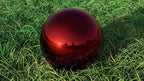 Lulu Decor, Red Stainless Steel Gazing Mirror Ball Size 16, Smooth Reflective Shiny Garden Decoration Globe