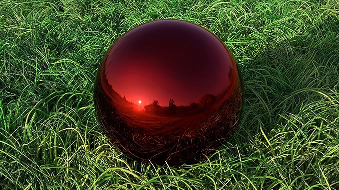 Lulu Decor, 2 pcs Red Stainless Steel Gazing Mirror Ball Size 12, Smooth Reflective Shiny Garden Decoration Globe (2 Pc)