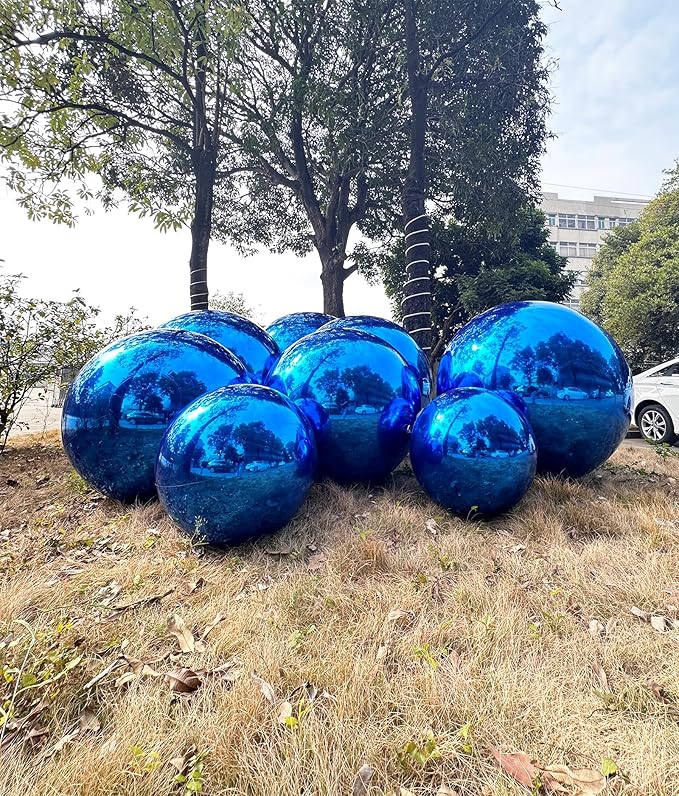 Big Shiny Balls Giant Inflatable Mirror Balls for Events & Decor - Party, Advertising, Shows, Stage Decoration - Hanging & Standing-Various Sizes & Colors -1Pcs- Blue (1.0m/3.28ft)