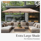 Sophia & William Patio Set with Umbrella 8 Pieces Outdoor Dining Set for 6 with 13ft Large Patio Umbrella Beige, 6 x Grey Swivel Patio Chairs with 59" Dining Table for Lawn Garden