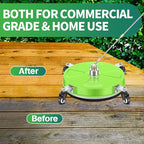 15“ Pressure Washer Surface Cleaner with 4 Wheels - Coated Green Stainless Steel Surface Cleaner for Pressure Washer Attachment for Concrete, Driveway, Patio, Sidewalk, Deck and Driveways - PWS15G