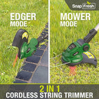 Electric Weed Wacker - SnapFresh 20V Cordless Weed Eater w/ 2.0Ah Battery & Fast Charger, Cordless Lawn Trimmer for Multi-Angle Cutting, Grass Edger for Garden & Yard