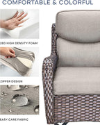 Pop 22x25/22x24 Outdoor Chair Cushions Set of 4 - Heavy Duty High Back Replacement Zippered Cushion for Patio Furniture Set Dining Rocking Chairs Loveseat L-Shape Sofa - Beige/Smile