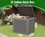 KAMABOKO 31 Gallon Outdoor Storage Box 2 Pack All-Weather Deck Box for Patio Furniture, Package Deliveries, Garden Tools, Pool Supplies & Cushions, Grey
