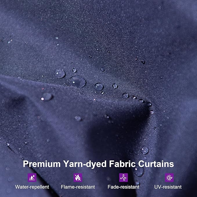 PURPLE LEAF 12' X 14' Outdoor Hardtop Gazebo for Patio Galvanized Steel Double Roof Permanent Canopy Teak Finish Coated Aluminum Frame Pavilion Gazebo with Netting and Navy Blue Curtains