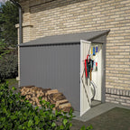 4×8 FT Lean to Metal Shed,Outdoor Heavy-Duty Storage Shed with Floor Base,All Weather Waterproof Garden Tool House W/Lockable Door&2 Air Vents,Reversible Door Design,for Backyard,Patio,Lawn,Gray