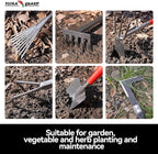 FLORA GUARD Garden Tool Set, 6-Piece Heavy Duty Gardening Hand Tools with Soft Rubber Handle, Includes Trowel, Rake, 2-in-1 Hoe & Crack Weeder, Durable Yard Tools, Ideal Gardening Gift for Men & Women