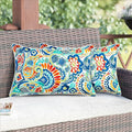 Magpie Fabrics Patio Lumbar Pillow Covers ONLY 20"x12", Set of 2, Outdoor Indoor Cushion Cases Decorative Throw Rectangular Pillowcase Shell for Couch Garden - Paisley Multi