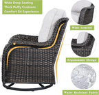 Rilyson 5 Piece Outdoor Patio Furniture Set - Rattan Wicker Patio Conversation Sets with 2 Swivel Rocker Chairs,2 Ottomans and 1 Loveseat for Outside Porch Deck Backyard(Brown/Beige)
