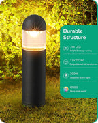 EDISHINE Low Voltage Landscape Lighting, 12V 3W 3000K Warm White, Electric Outdoor Bollard Lights with Connectors, Waterproof LED Pathway Driveway Walkway Lights Wired for Yard Garden