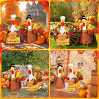 Abbylike 2 Set Thanksgiving Porch Goose Outfits Turkey Goose Clothes Costume Fit Large 23'' Cement for Garden Yard Decoration