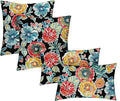 RSH DECOR: Lumbar & Square Throw Pillows Set of 4 | 20" x 12" & 17" x 17" | All-Weather Spun Fabric | Water and Fade-Resistant | Outdoor Accent Pillows for Patio Furniture | Colsen Noir