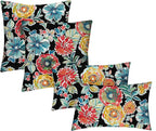 RSH DECOR: Lumbar & Square Throw Pillows Set of 4 | 20" x 12" & 17" x 17" | All-Weather Spun Fabric | Water and Fade-Resistant | Outdoor Accent Pillows for Patio Furniture | Colsen Noir